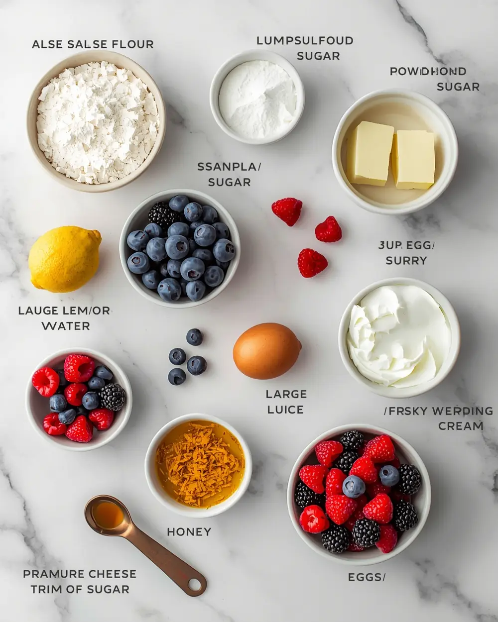 Ingredients for 4th july fruit tart homemade