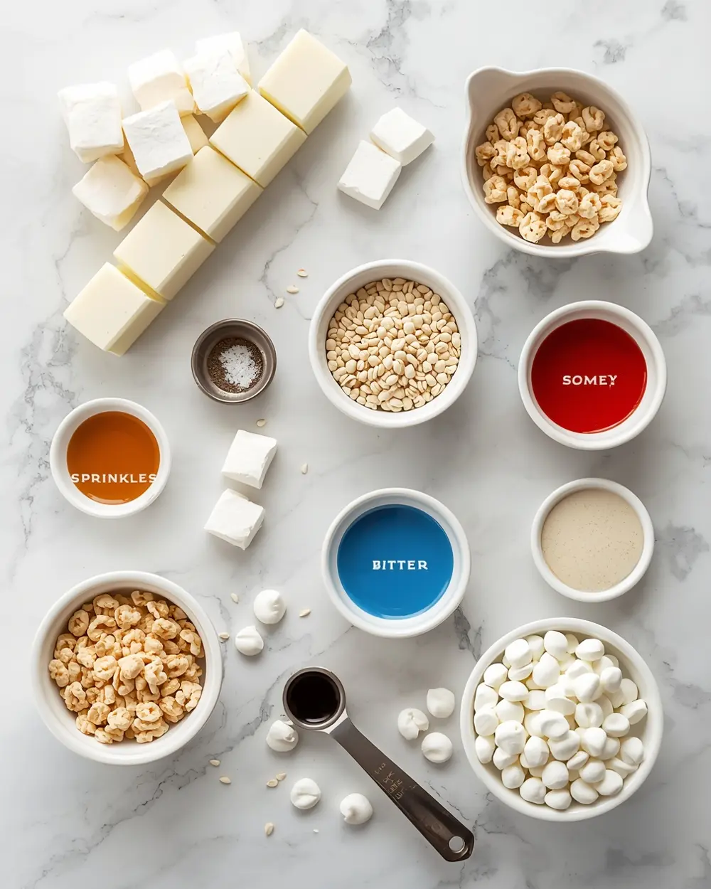 Ingredients for 4th july rice krispie treats cozy