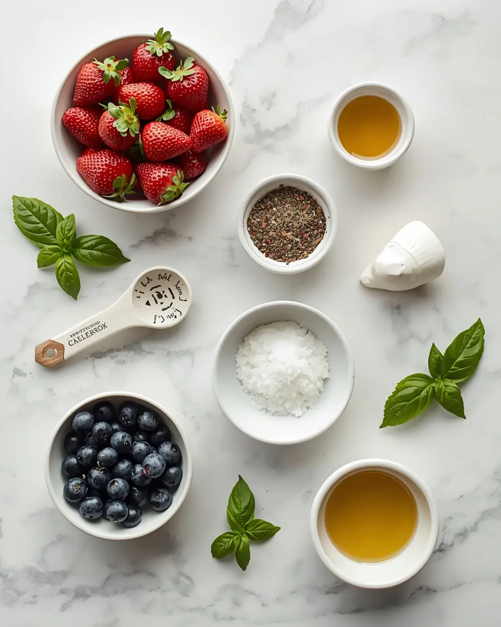 Ingredients for 4th of july caprese skewers cozy