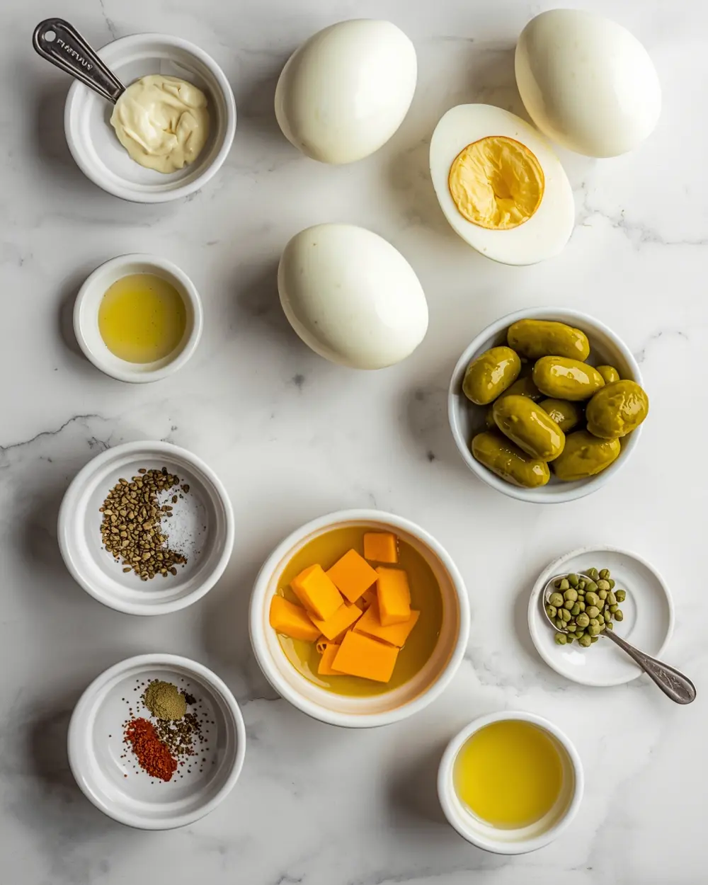 Ingredients for 4th of july deviled eggs cozy