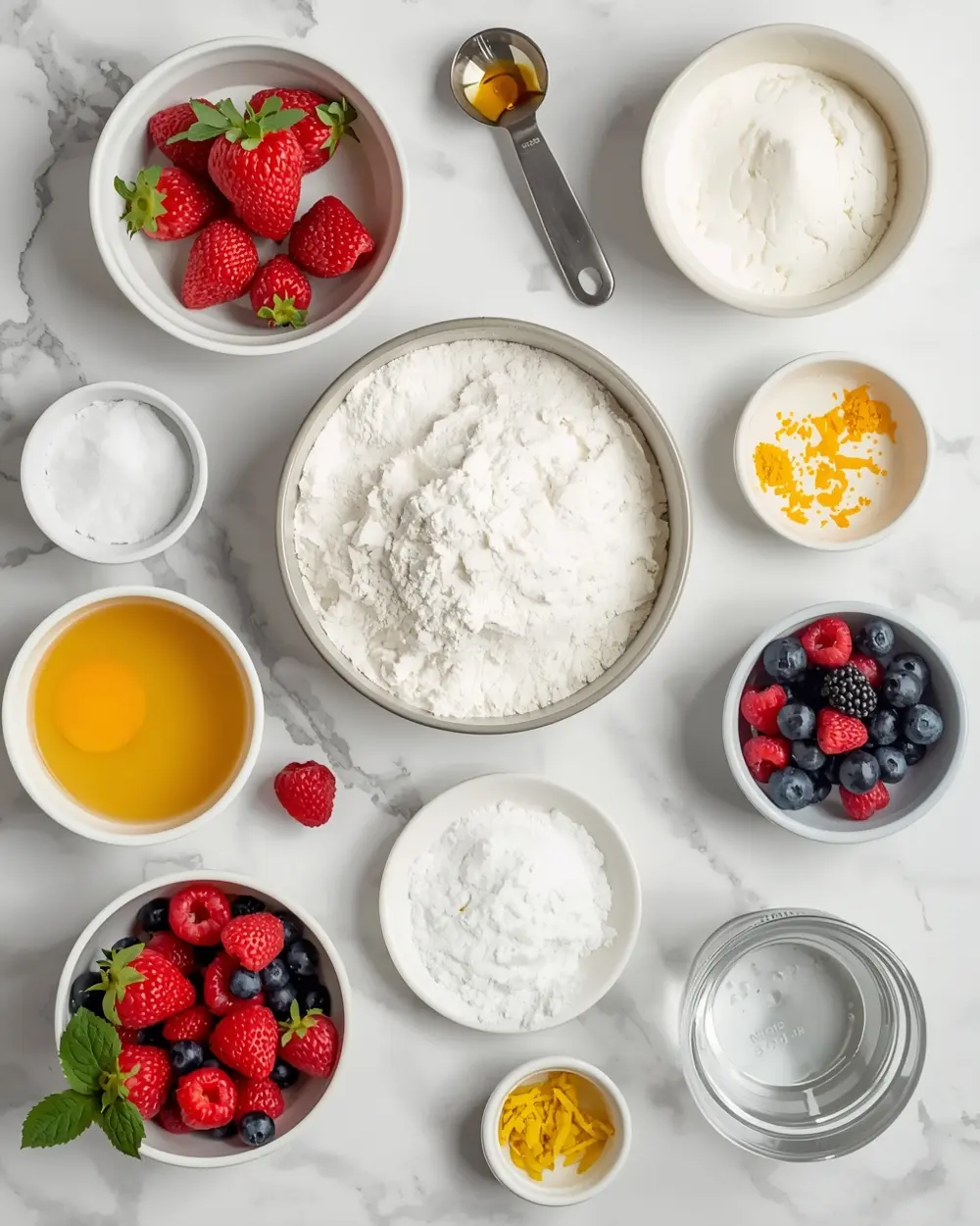 Ingredients for angel food cake berries cozy