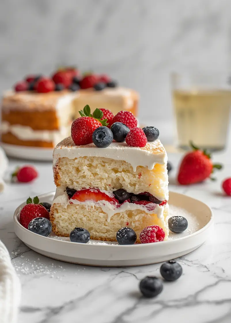 angel food cake berries cozy ready to serve