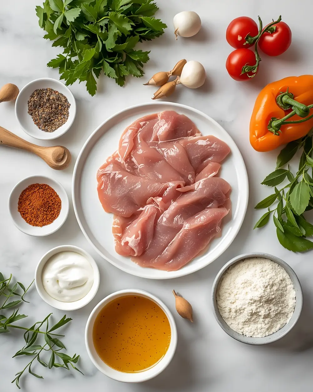 Ingredients for baked chicken and rice