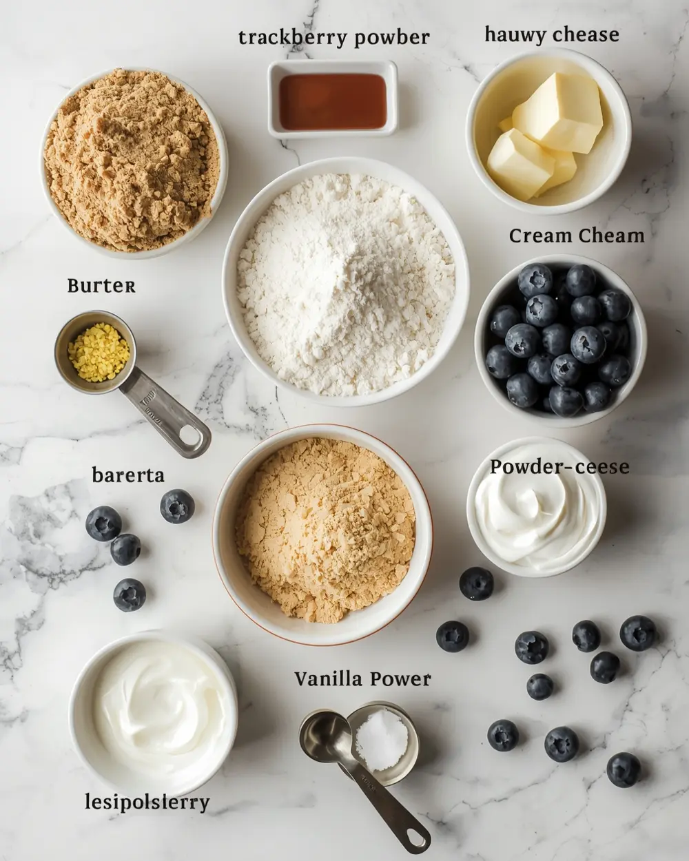 Ingredients for blueberry cheesecake bars cozy