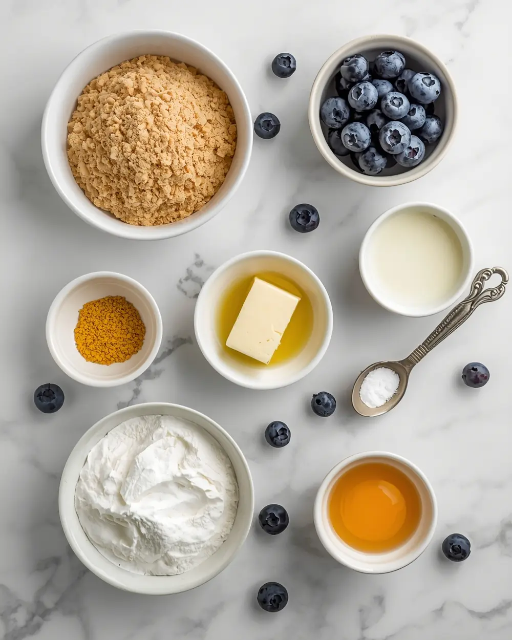 Ingredients for blueberry cheesecake bars cozy