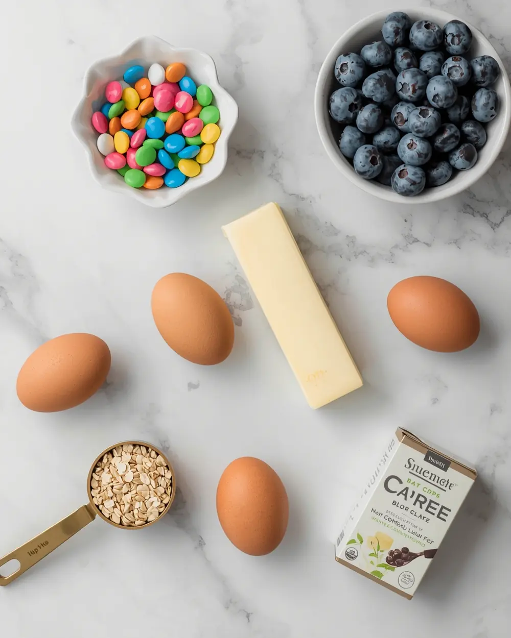 Ingredients for blueberry crisp recipe