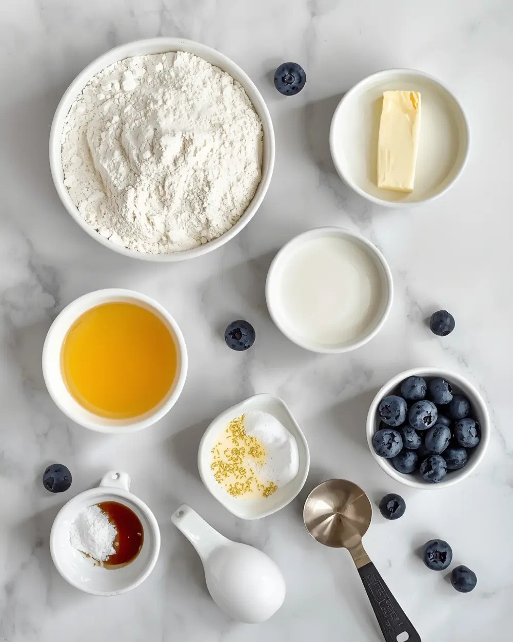 Ingredients for blueberry lemon poke cake cozy