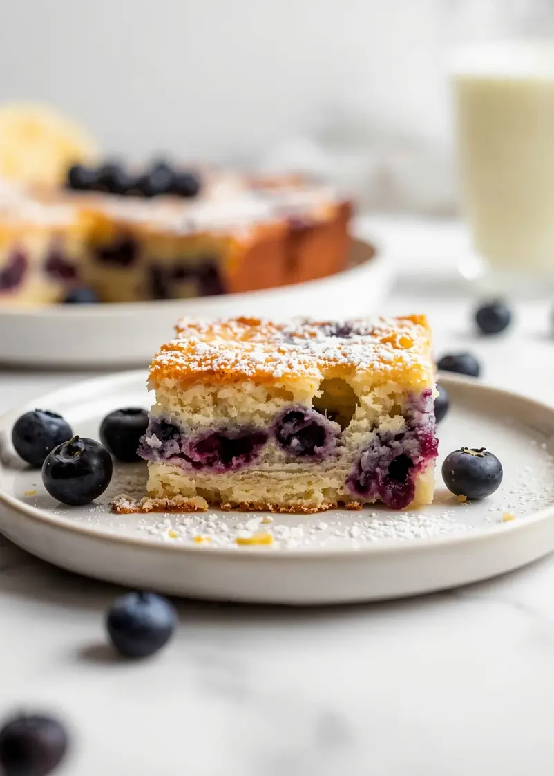 blueberry lemon poke cake cozy ready to serve