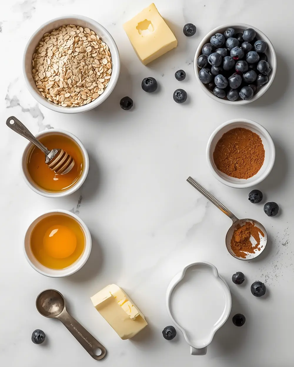 Ingredients for blueberry oat crisp cozy warm