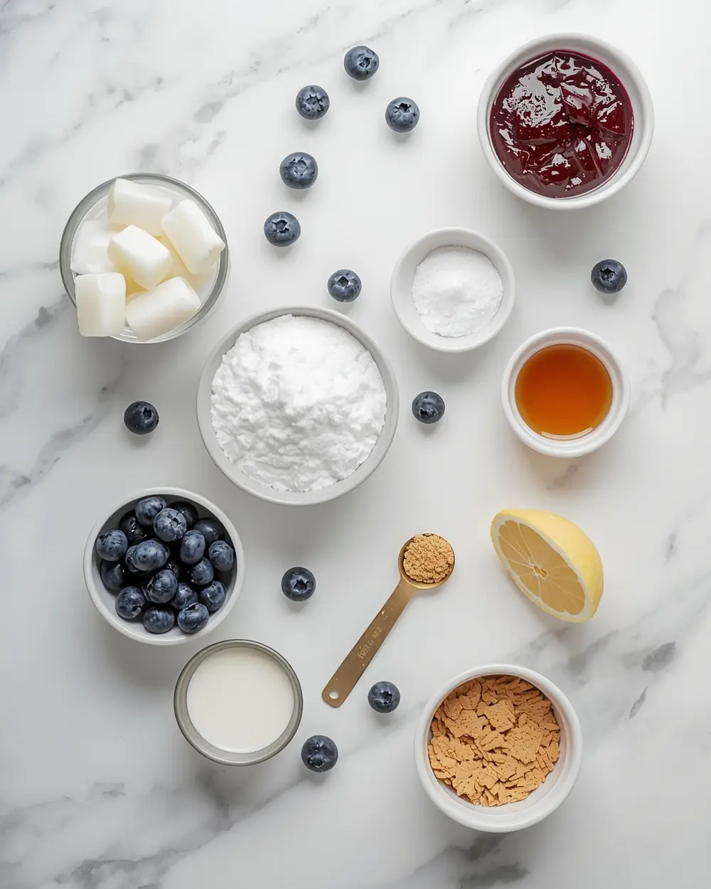 Ingredients for blueberry swirl ice cream cozy