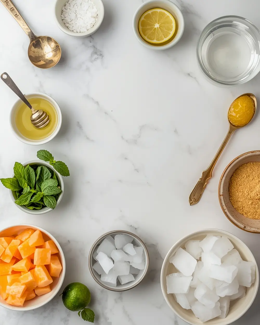 Ingredients for cantaloupe sorbet cozy homemade