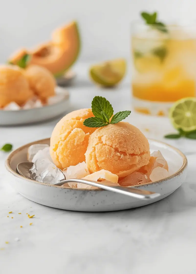 cantaloupe sorbet cozy homemade ready to serve