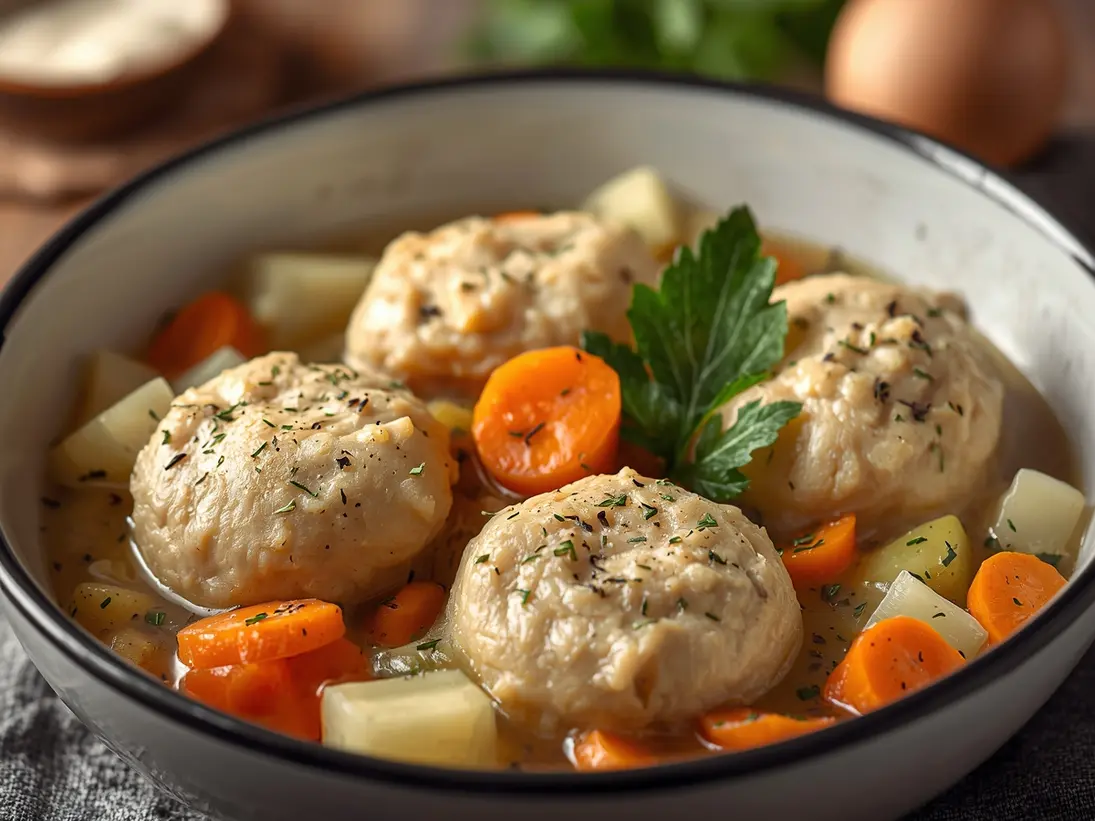 chicken and dumplings ready to serve