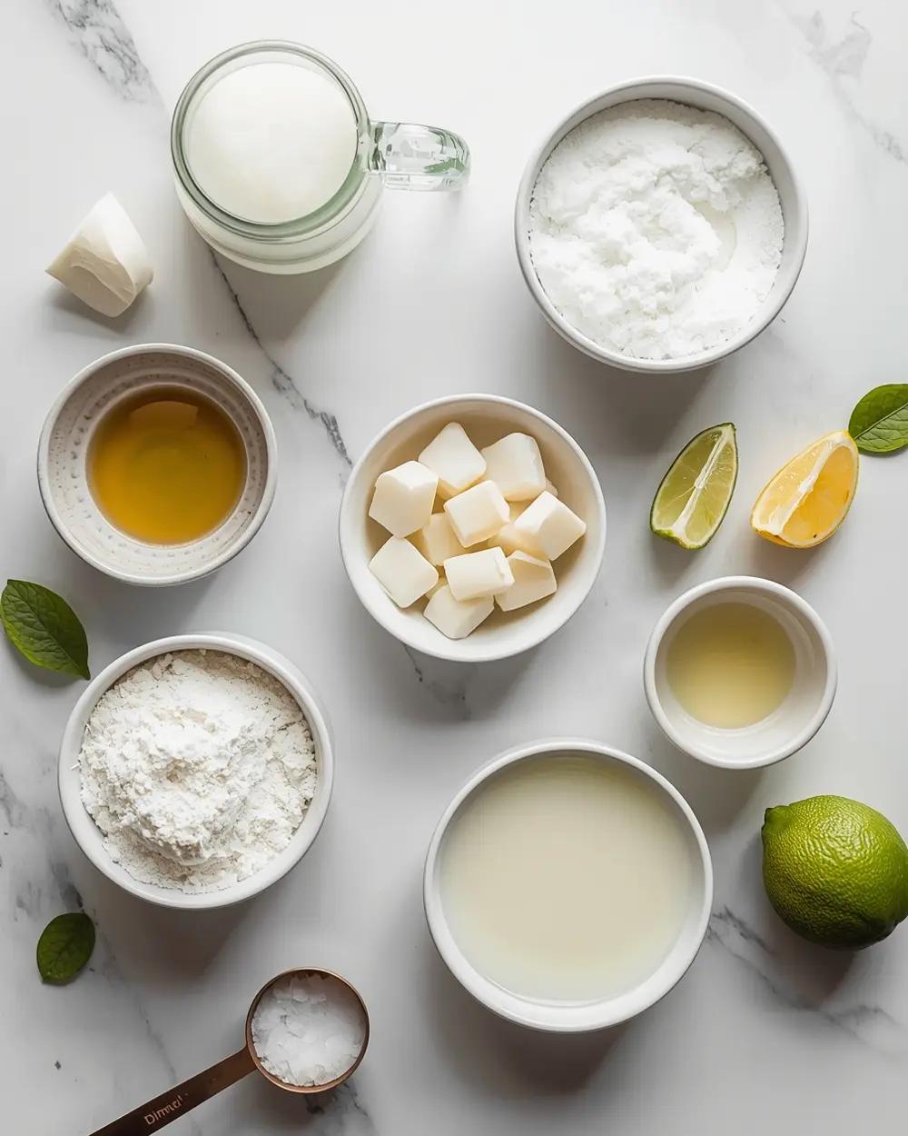Ingredients for coconut lime popsicles cozy