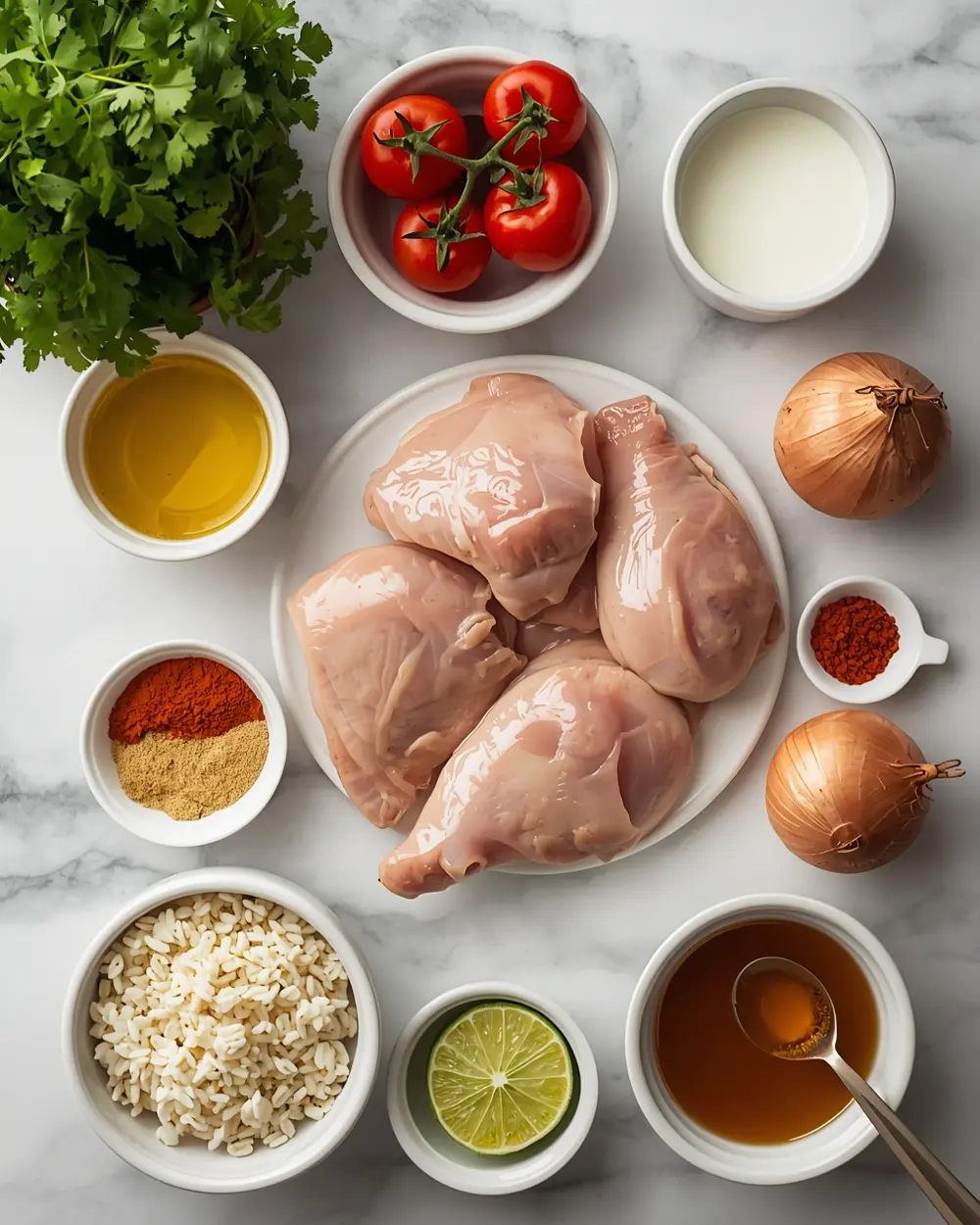 Ingredients for creamy coconut chicken curry cozy