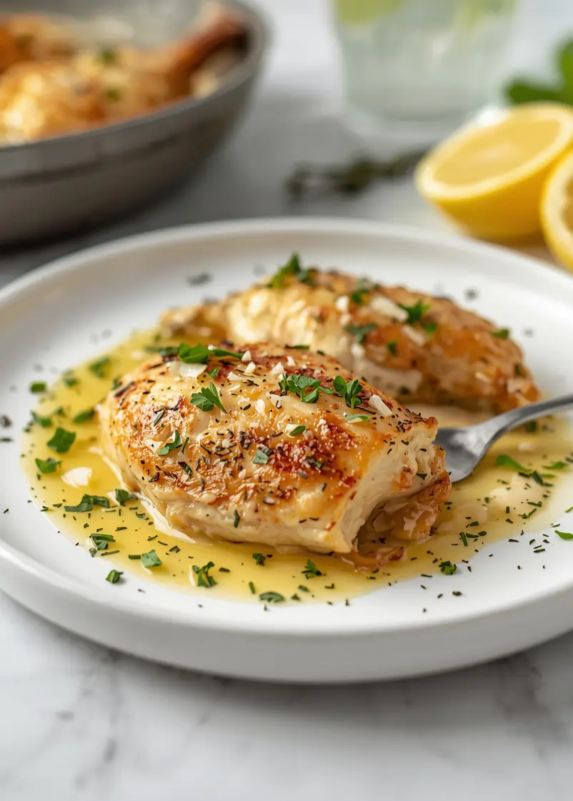 creamy lemon garlic chicken cozy recipe ready to serve