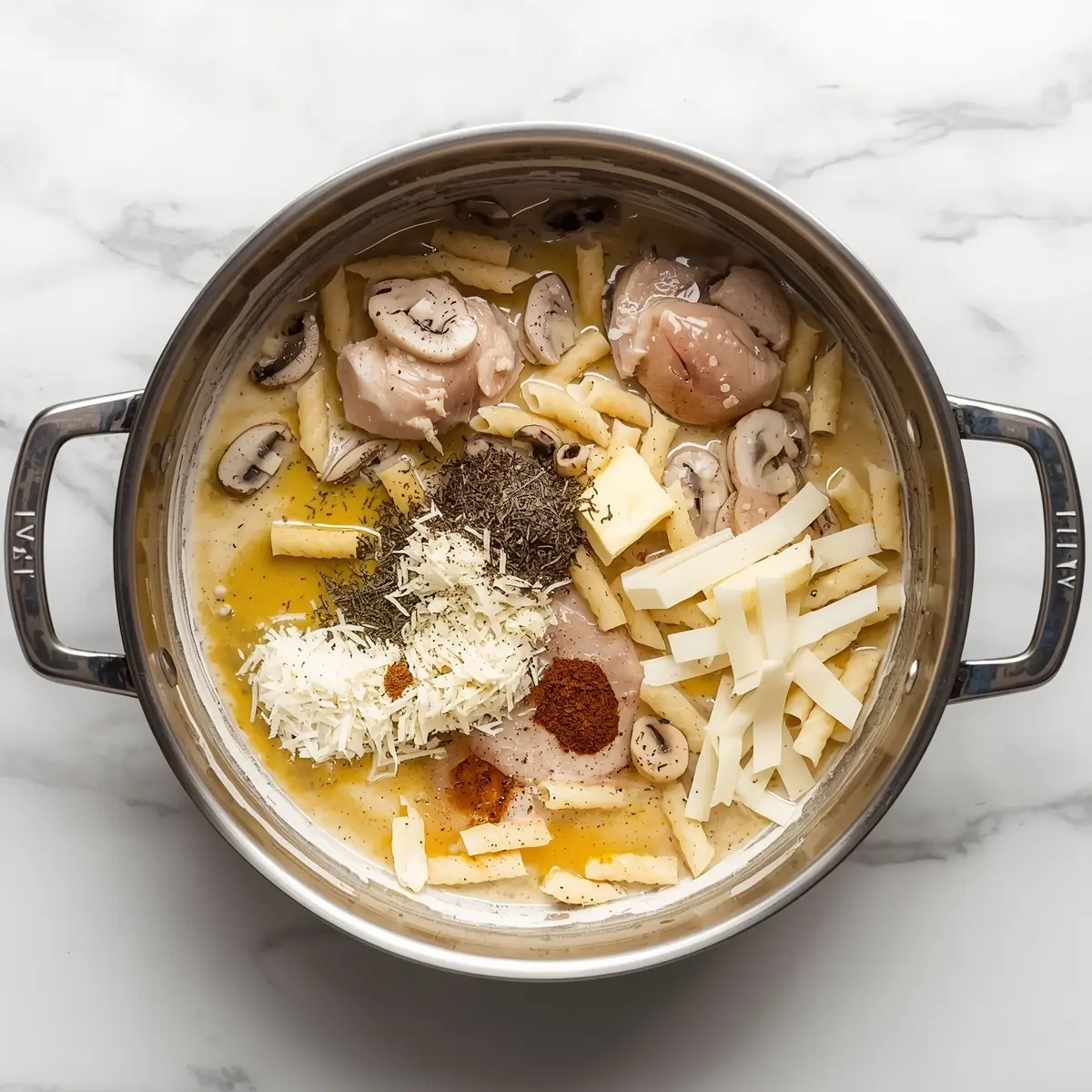 Cooking instructions for creamy mushroom chicken pasta cozy