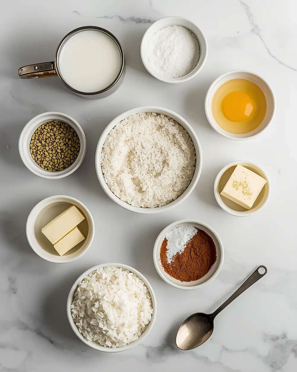 Ingredients for creamy rice pudding
