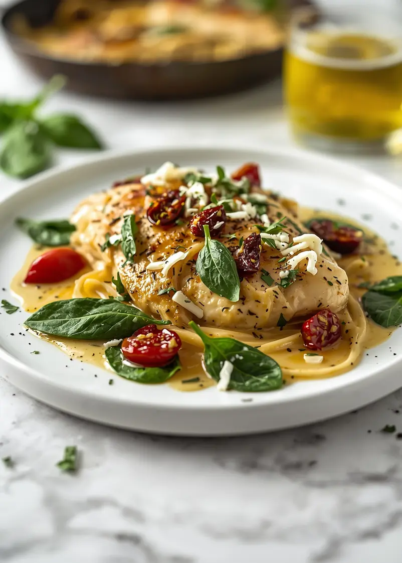 creamy tuscan chicken cozy ready to serve