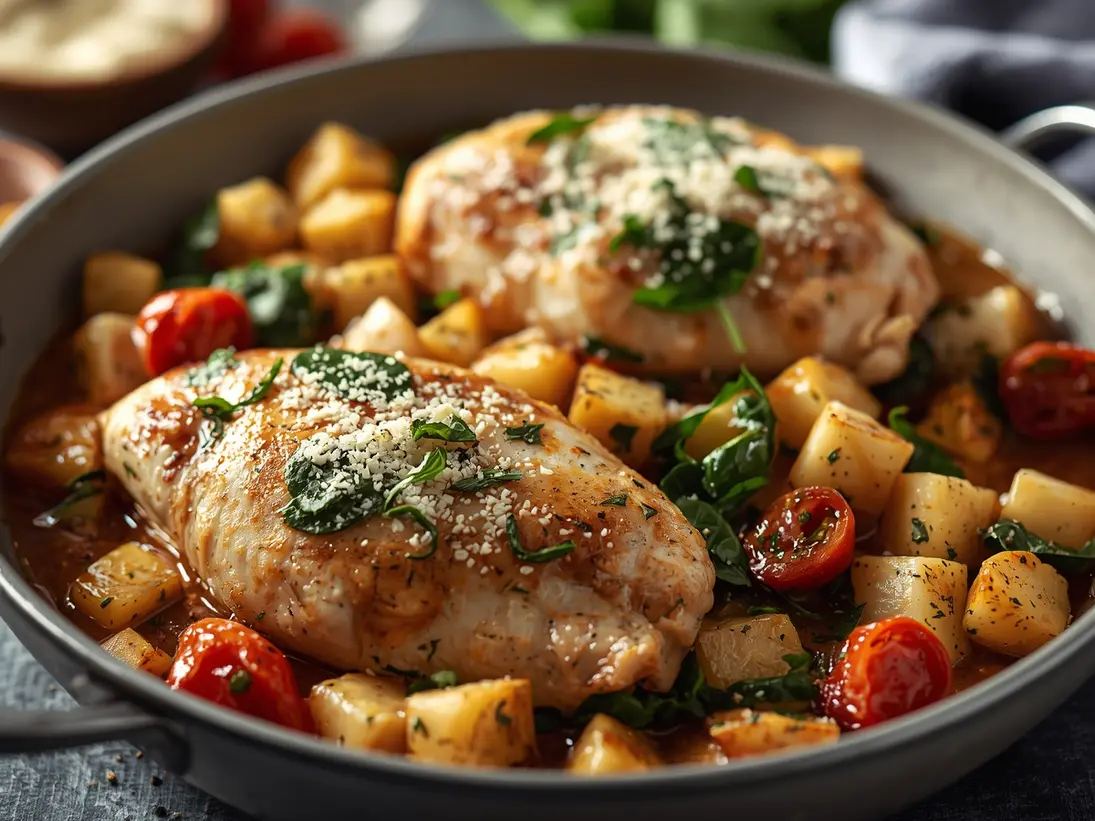 creamy tuscan chicken ready to serve