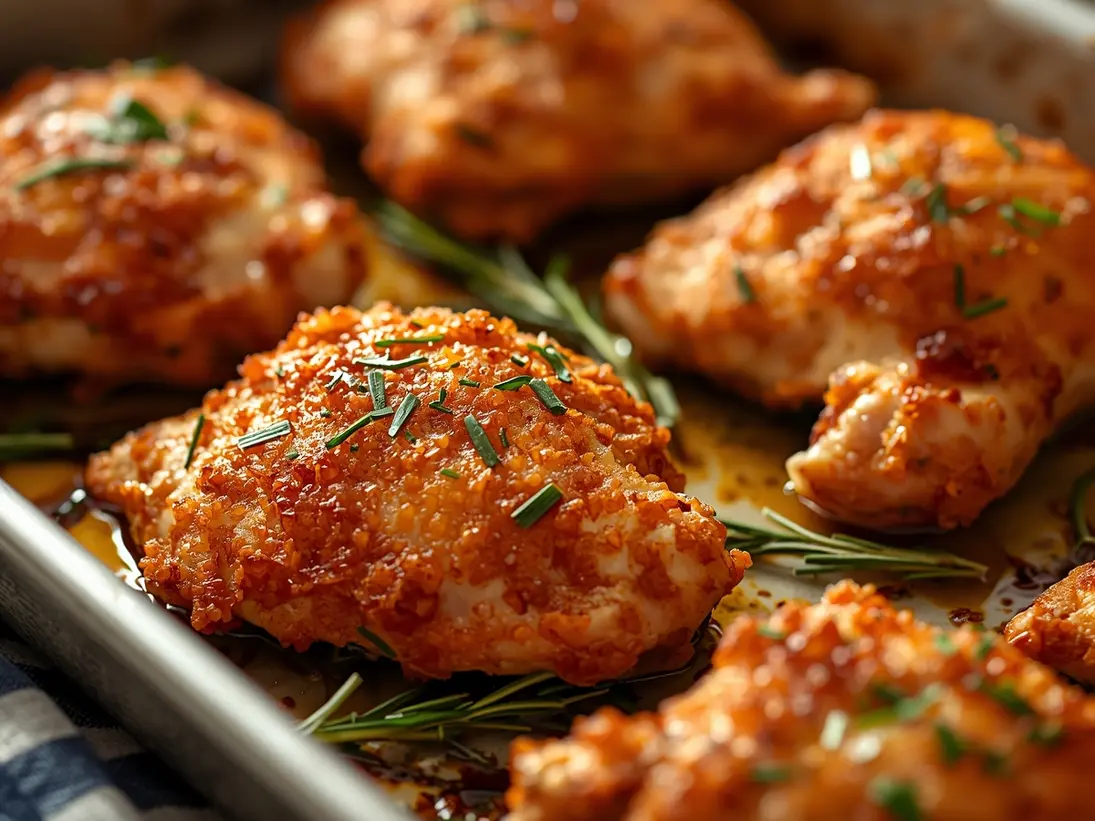 crispy oven baked chicken thighs ready to serve