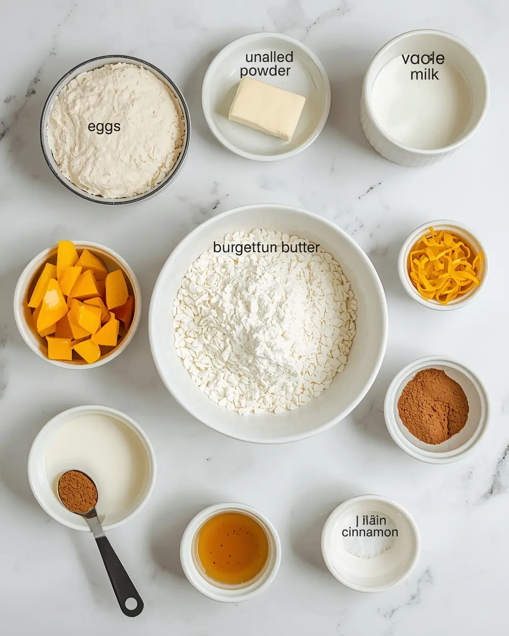 Ingredients for fresh peach pound cake cozy