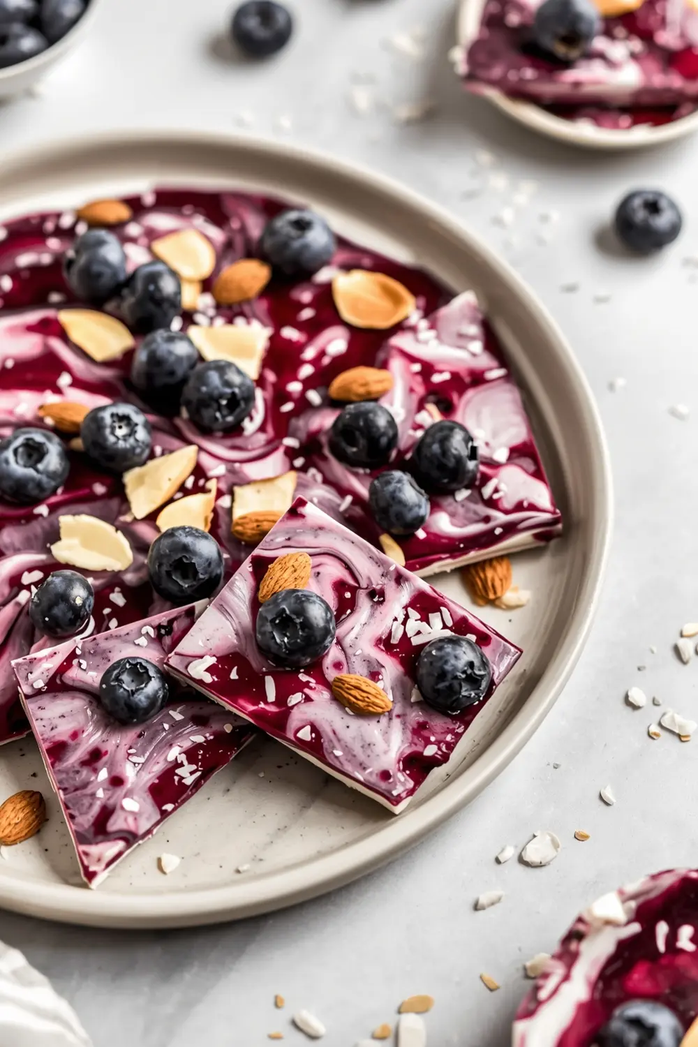 frozen blueberry yogurt bark cozy
