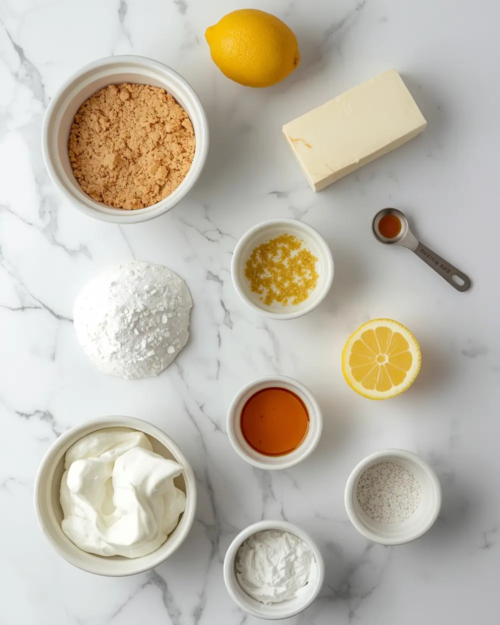 Ingredients for frozen lemon cheesecake bites cozy