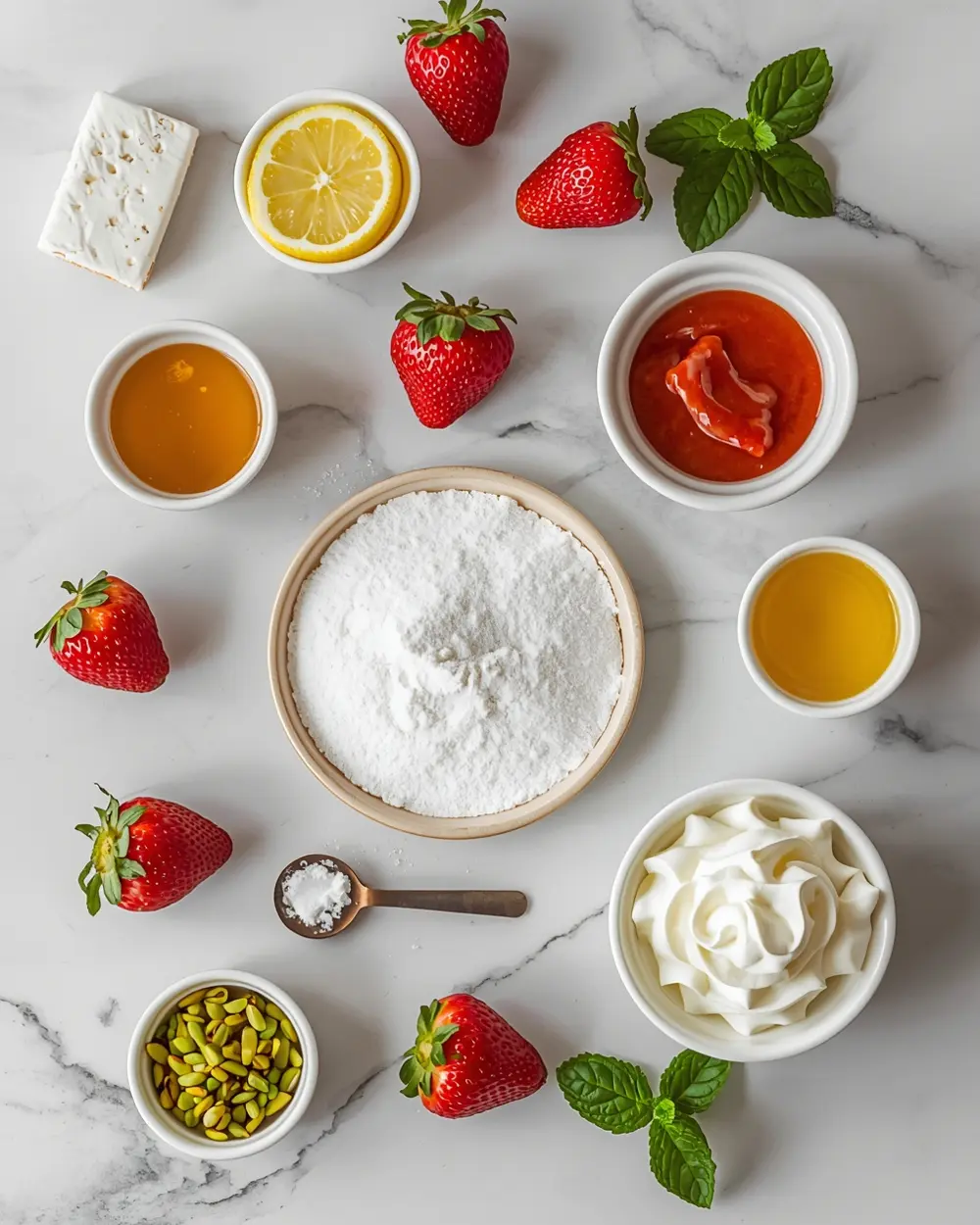Ingredients for frozen strawberry cheesecake bites cozy
