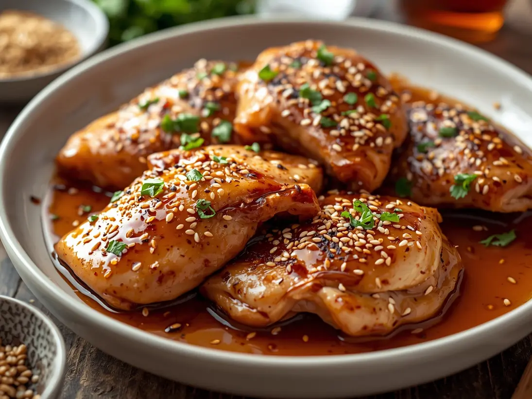 honey garlic chicken thighs ready to serve