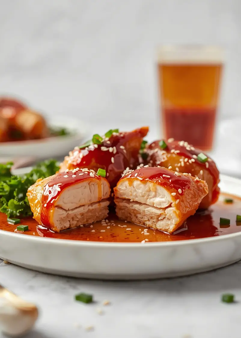 honey sriracha chicken cozy ready to serve