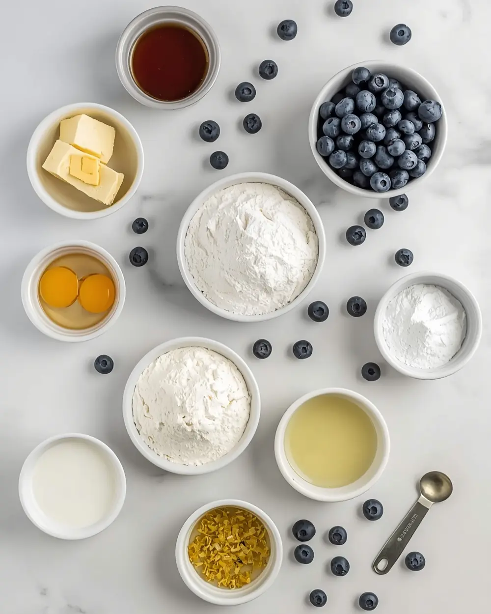 Ingredients for lemon blueberry bundt cake cozy