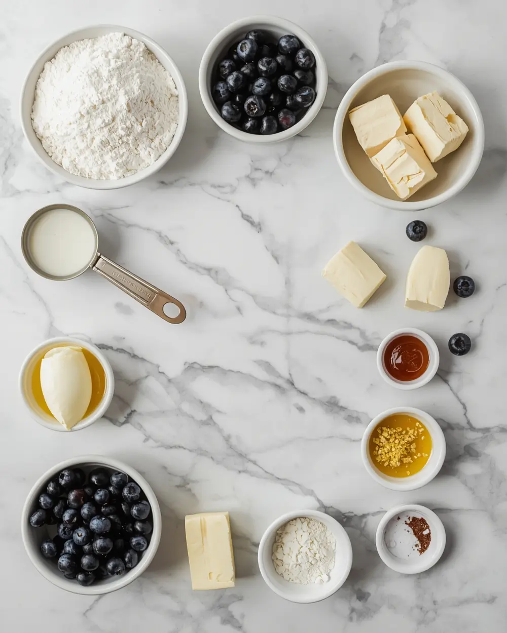 Ingredients for lemon blueberry bundt cake cozy