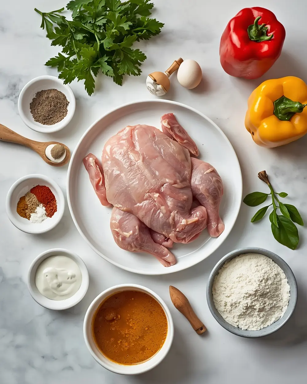 Ingredients for lemon herb roasted chicken