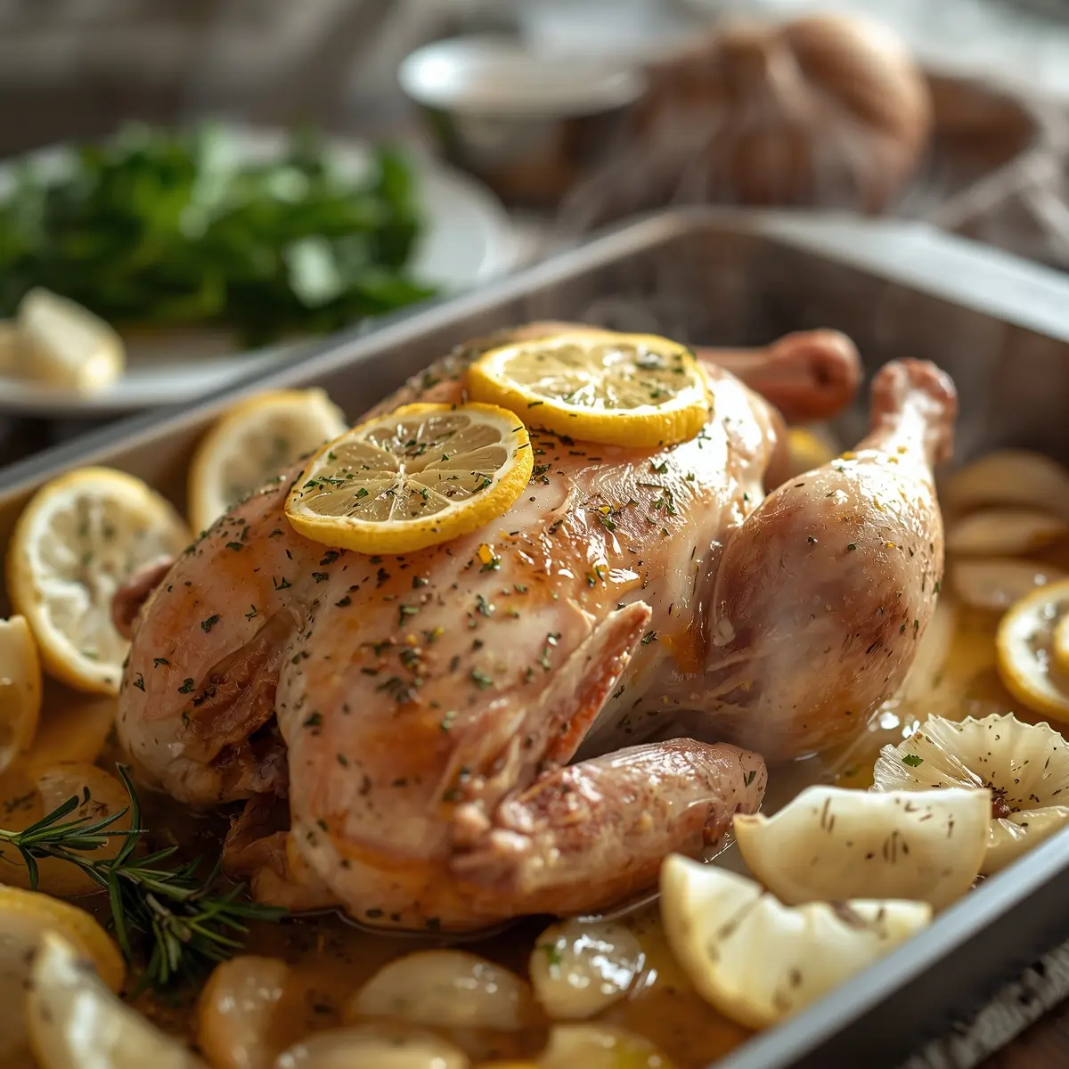Cooking instructions for lemon herb roasted chicken