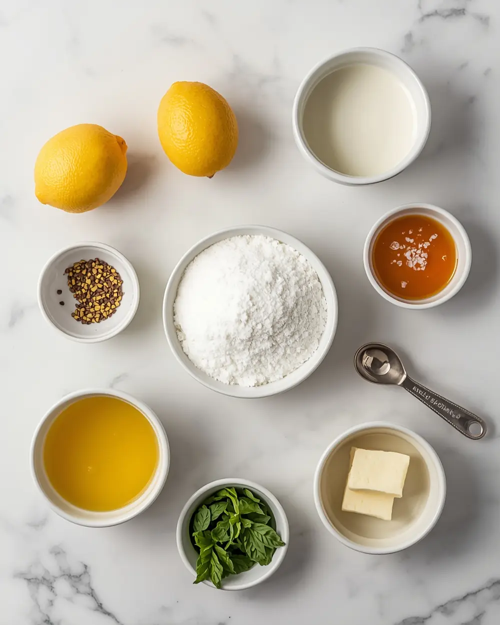 Ingredients for lemon posset cozy dessert