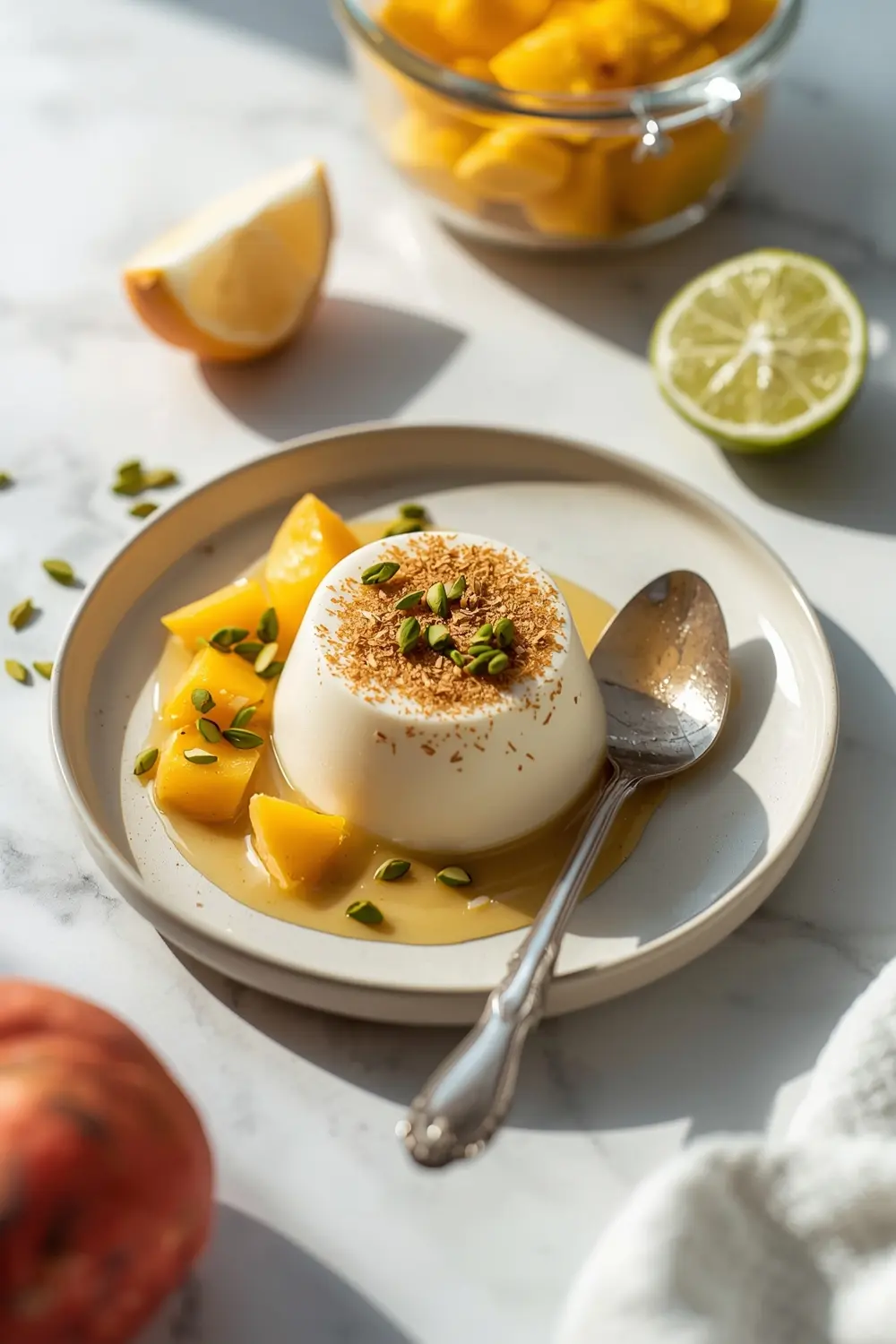 mango coconut panna cotta cozy