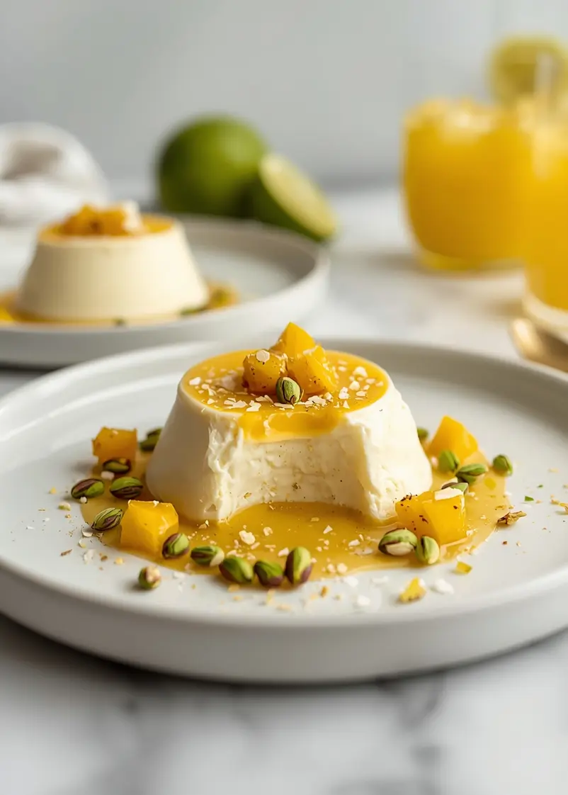 mango coconut panna cotta cozy ready to serve