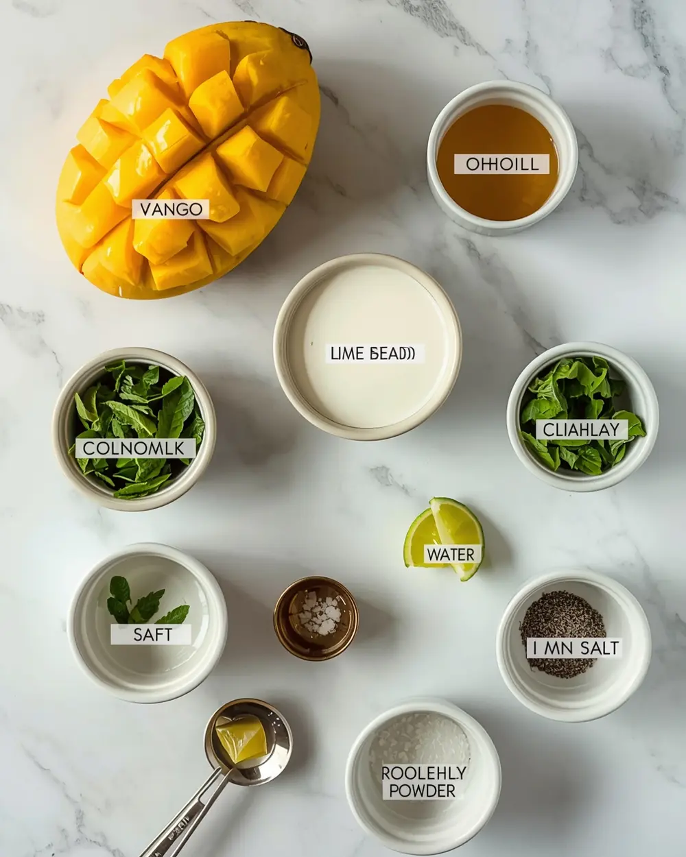 Ingredients for mango coconut popsicles cozy