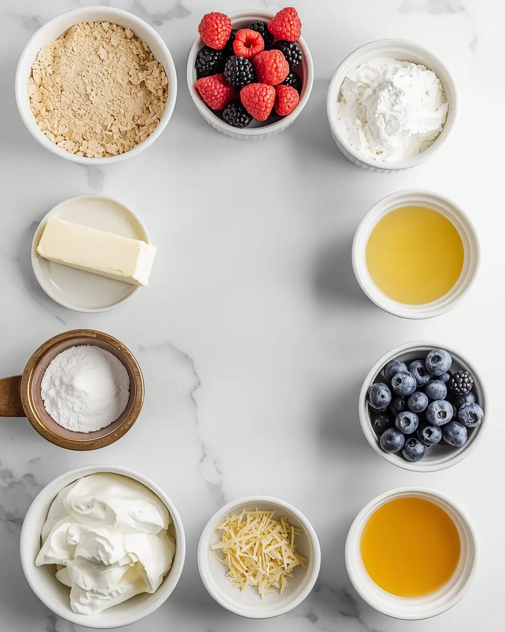 Ingredients for no bake berry tart cozy