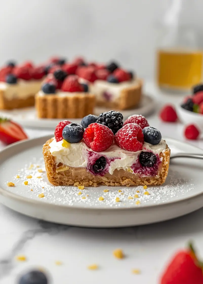 no bake berry tart cozy ready to serve