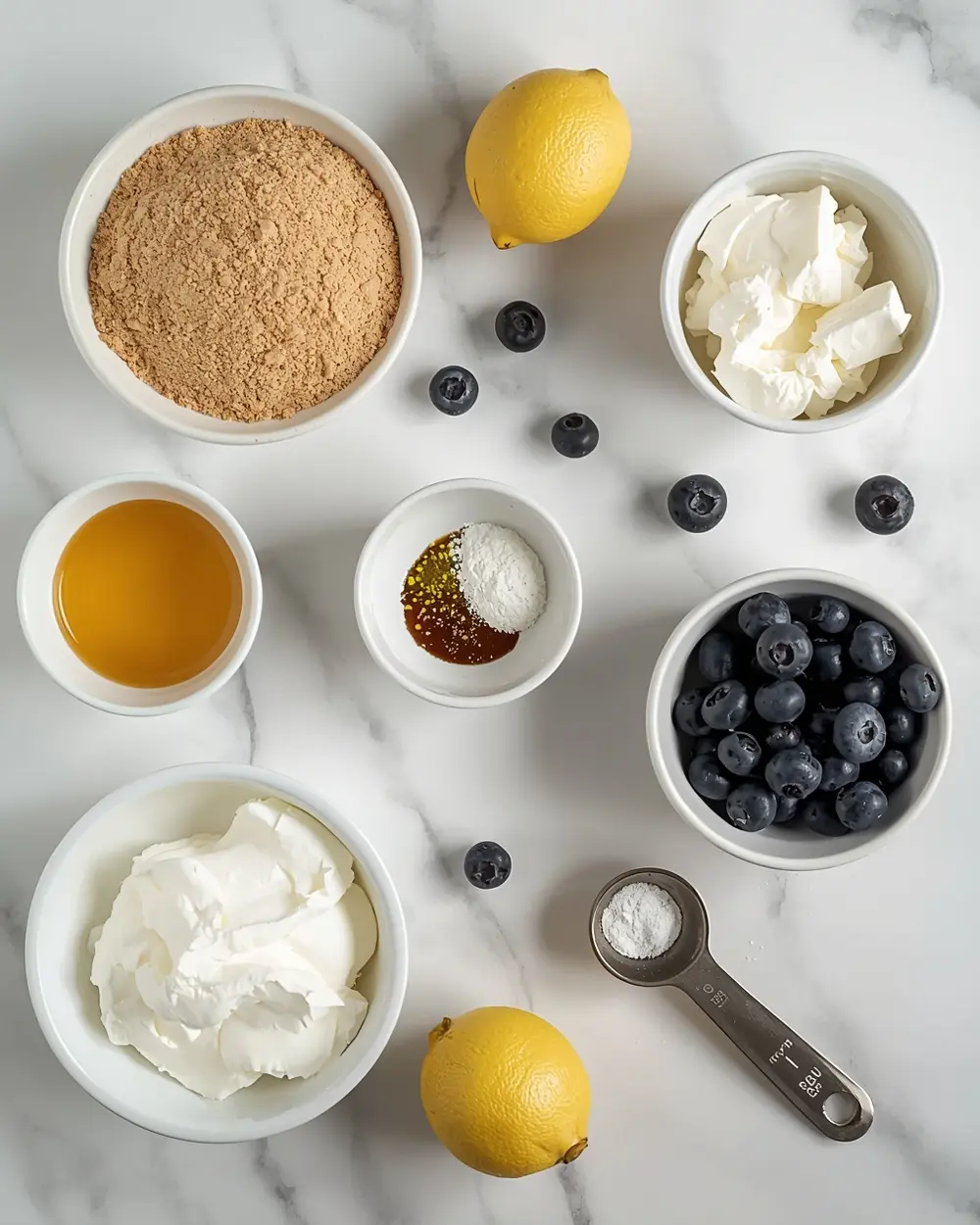 Ingredients for no bake blueberry lemon tart cozy