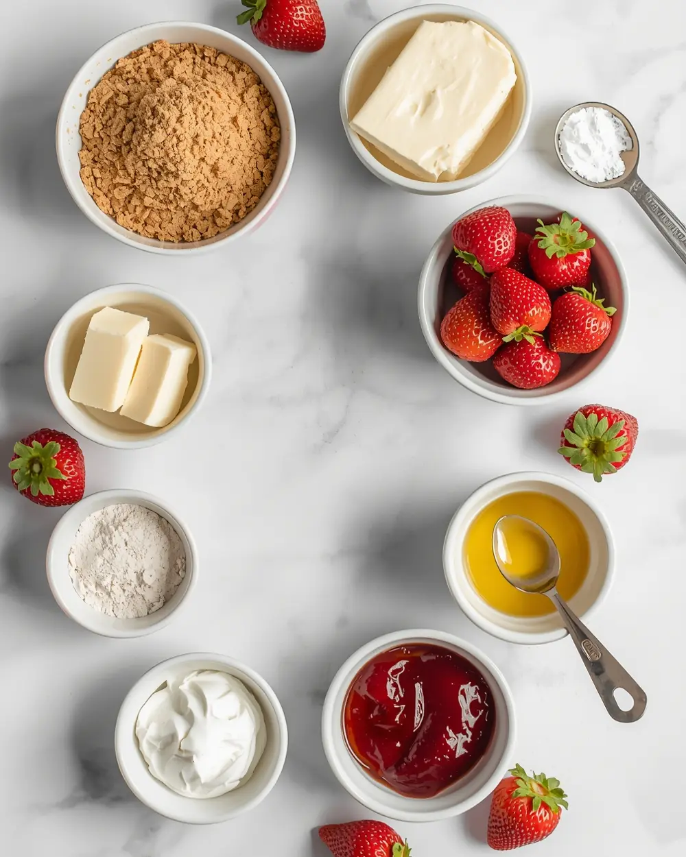 Ingredients for no bake strawberry cheesecake cozy
