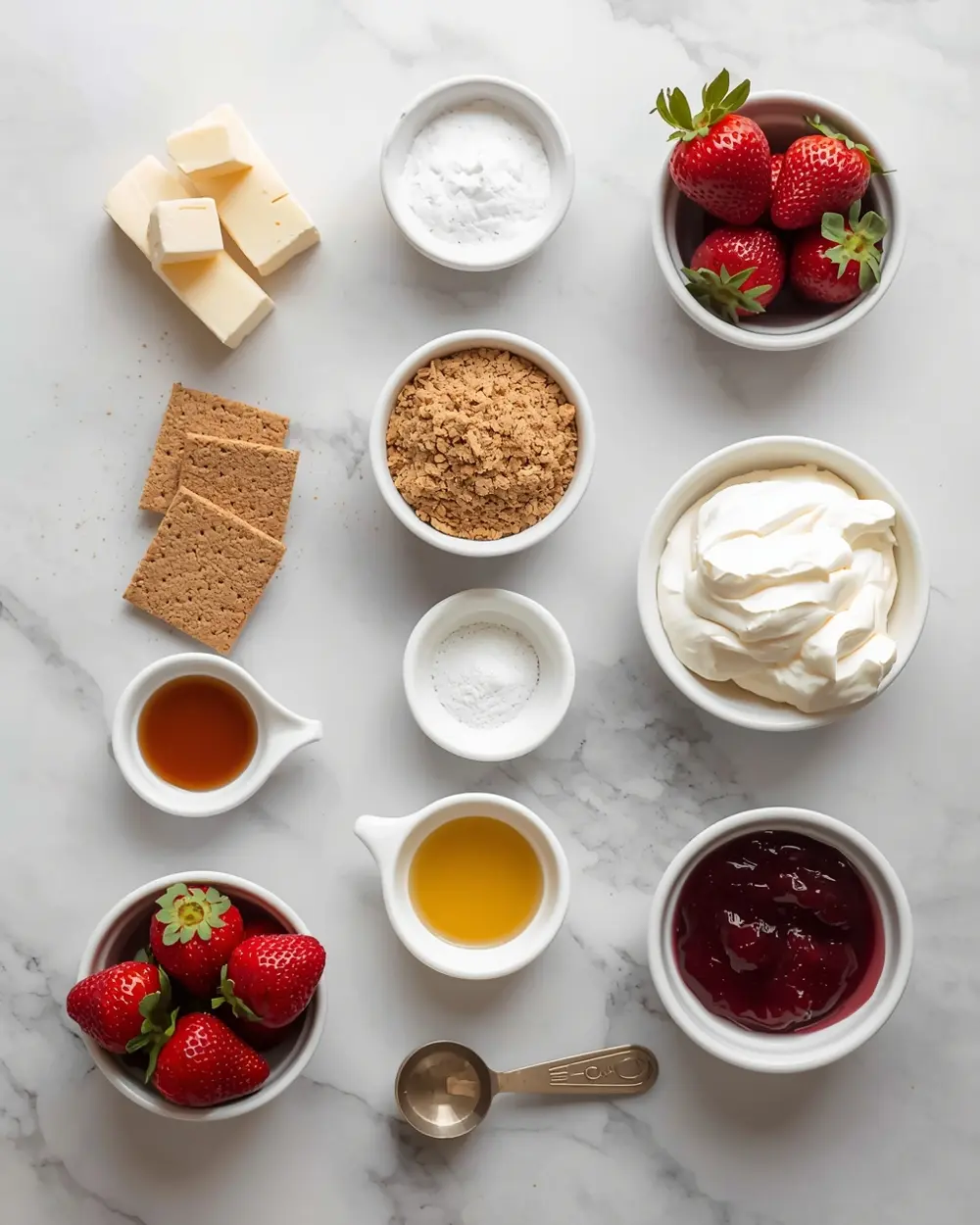Ingredients for no bake strawberry cheesecake cozy