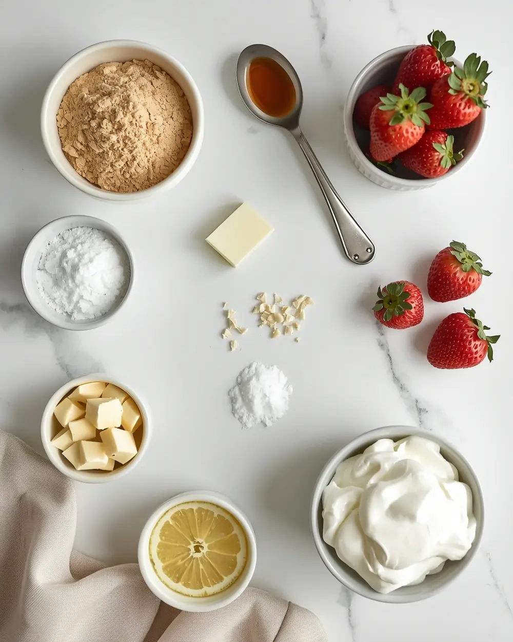 Ingredients for no bake strawberry cream bars cozy
