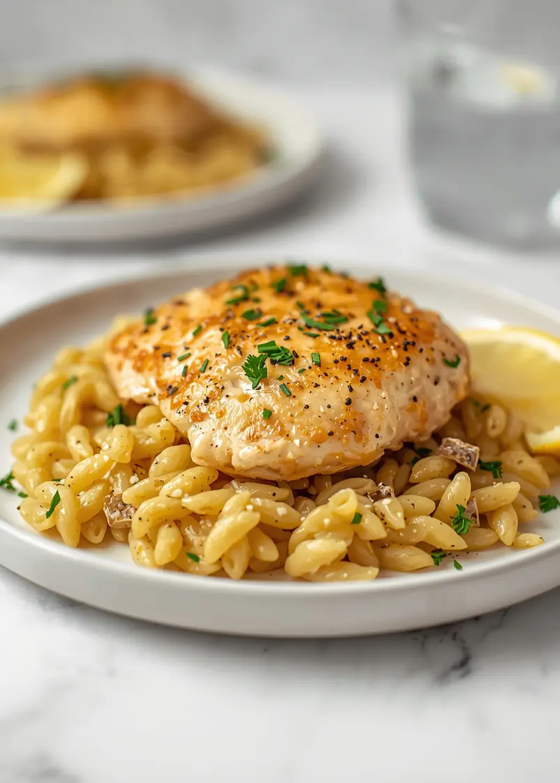 one pan lemon chicken orzo cozy ready to serve