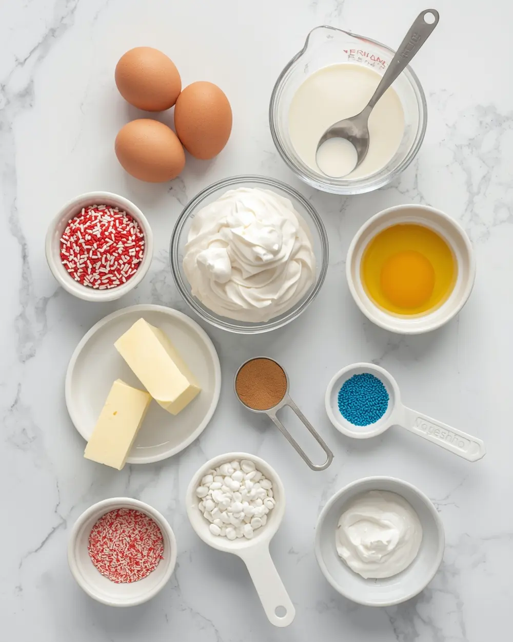 Ingredients for patriotic cake pops cozy