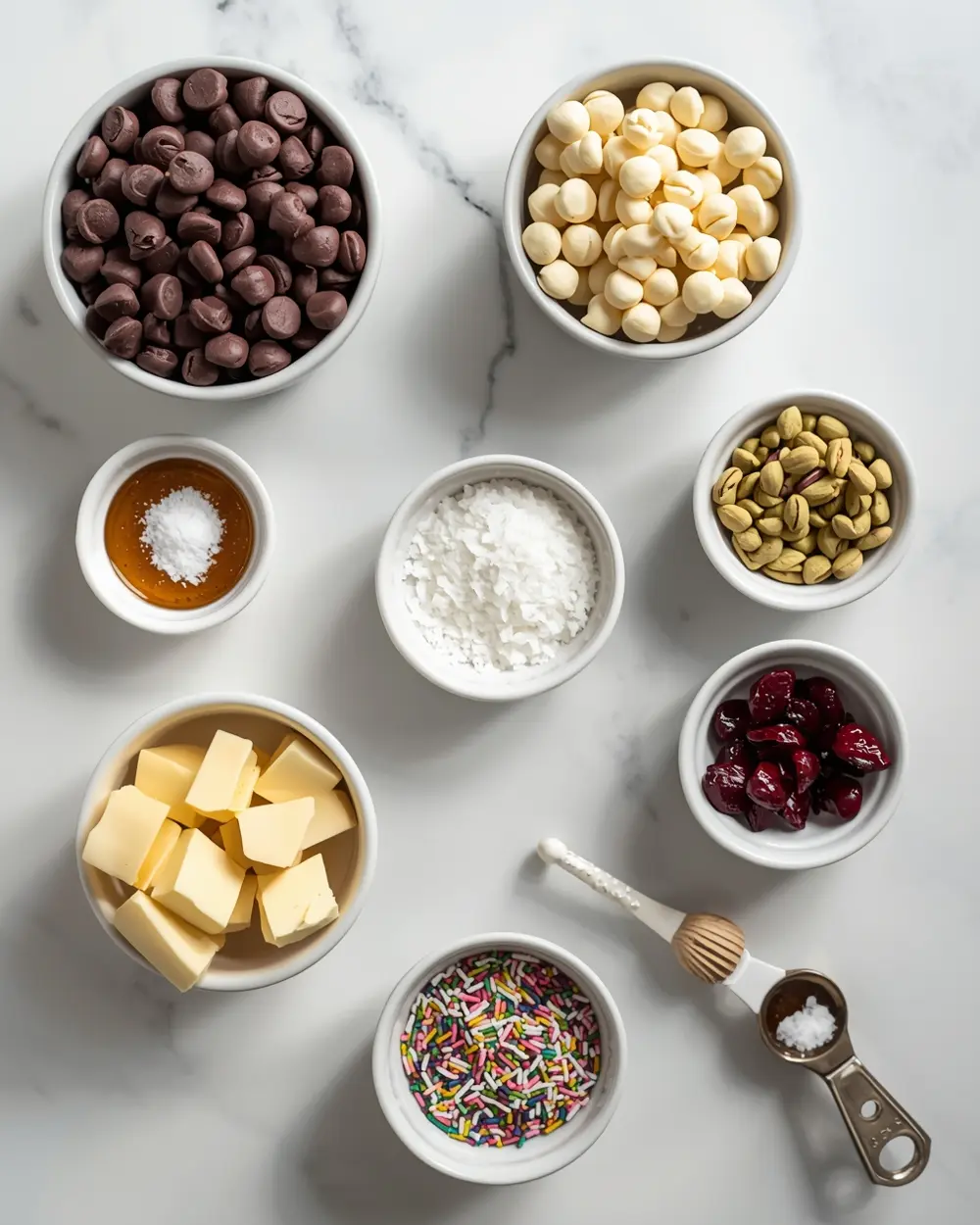 Ingredients for patriotic chocolate bark cozy