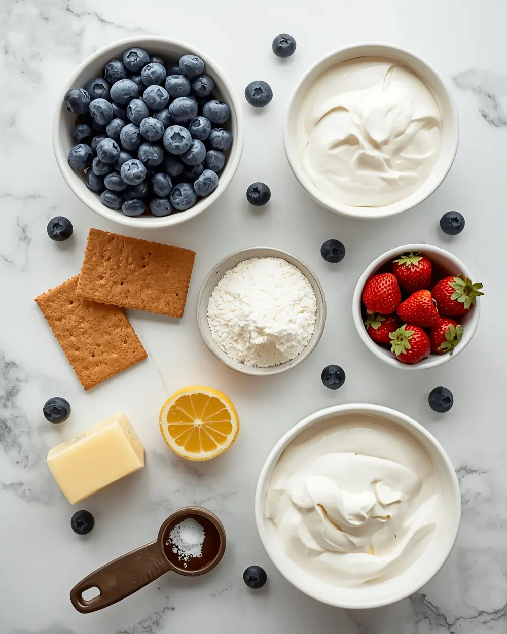 Ingredients for patriotic no bake cheesecake cozy