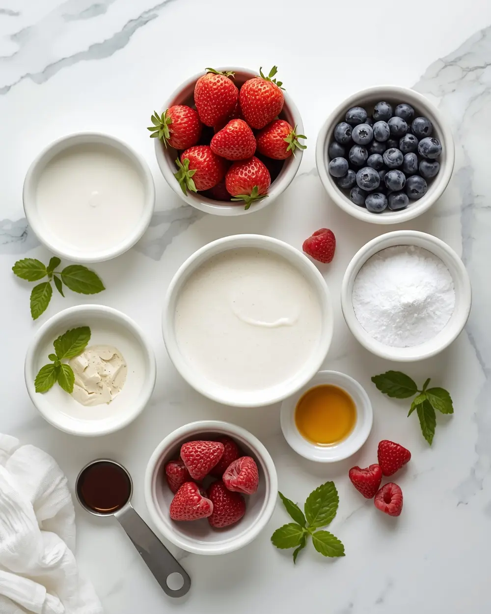 Ingredients for patriotic panna cotta cozy